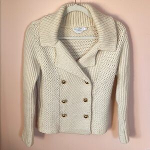CHAIKEN Handknit 95% Wool 5% Cashmere Gold Button Chunky Cardigan M